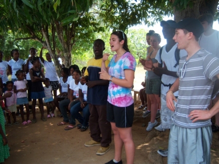 Leading worship at Bible Camp