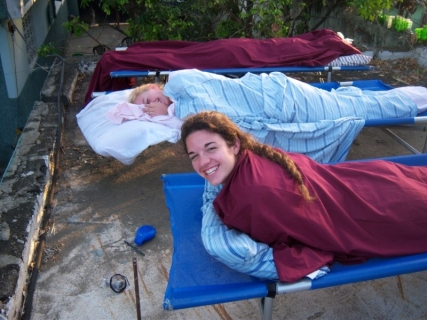 Sleeping on the roof always helps with the heat!