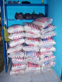 25 bags of rice to start our feeding program in Lac'ajue